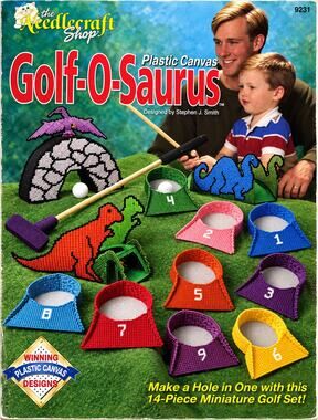 THE NEEDLECRAFT SHOP PLASTIC CANVAS GOLF-O-SAURUS LEAFLET Patterns